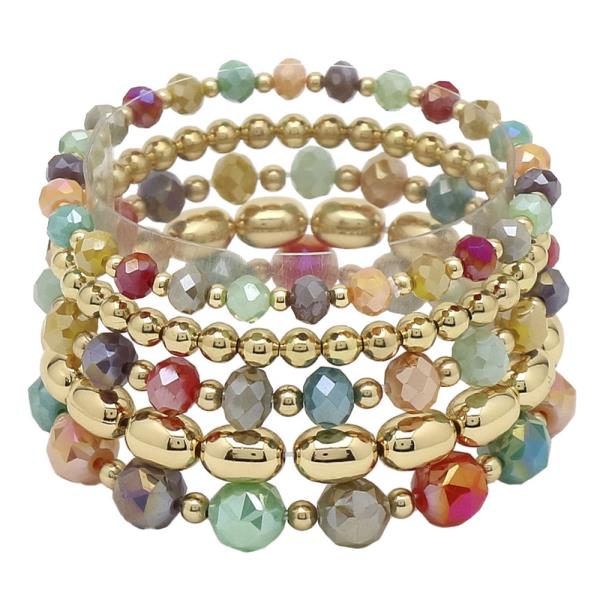 5 Row Glass and CCB Ribbon Bracelet