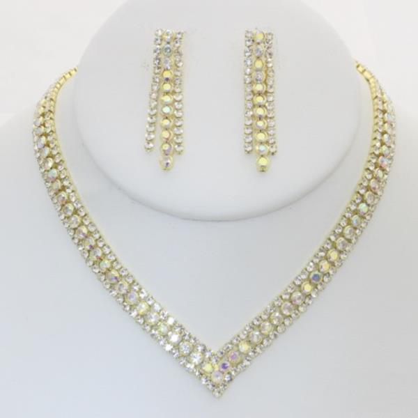 V Shape Rhinestone Necklace