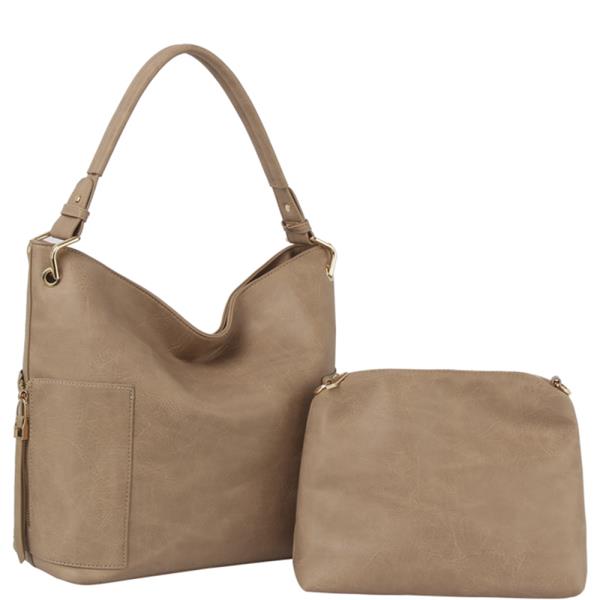 2IN1 SMOOTH SHOULDER HOBO W CROSSBODY SET