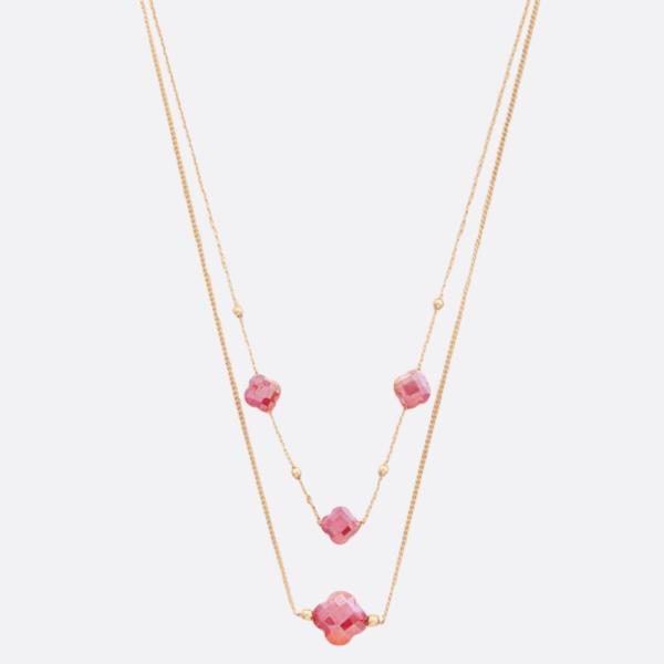 Clover Charm Metal Layered Necklace