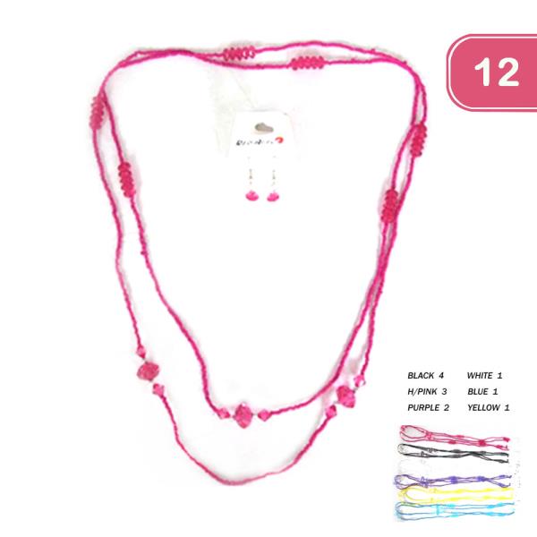 Bead and Crystal Earring Necklace Set (12 Units)