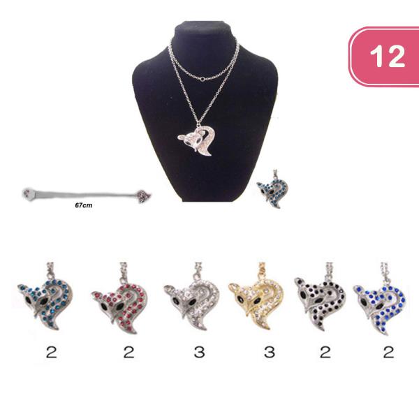 Metal Rhinestone Necklace (12 Units)