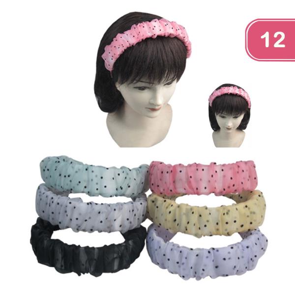 Polka Dot Ruffle Headband (12 Units)