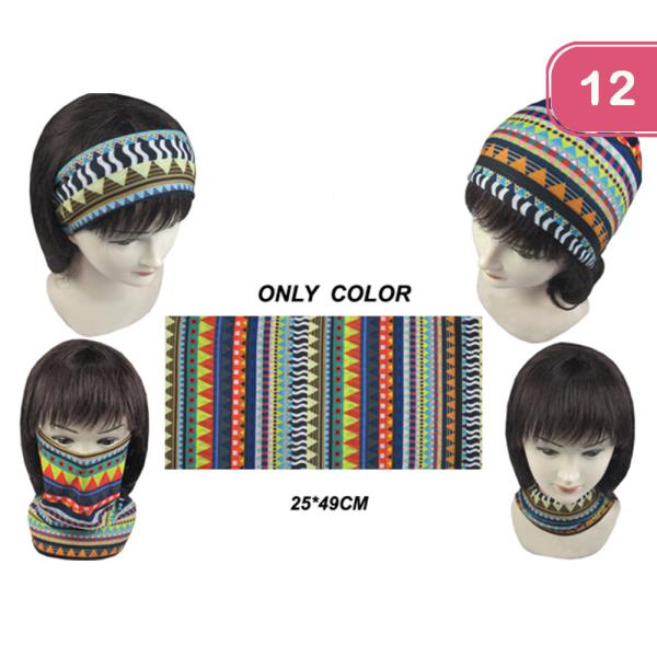 Multi Unisex Loop Scarf Bandana Hair (12 Units)