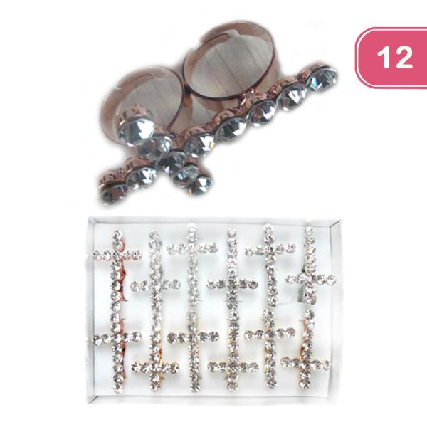 Cross Rhinestone Ring (12 Units)