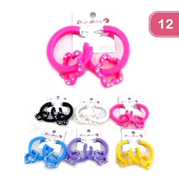 Plastic Stone Earrings (12 Units)