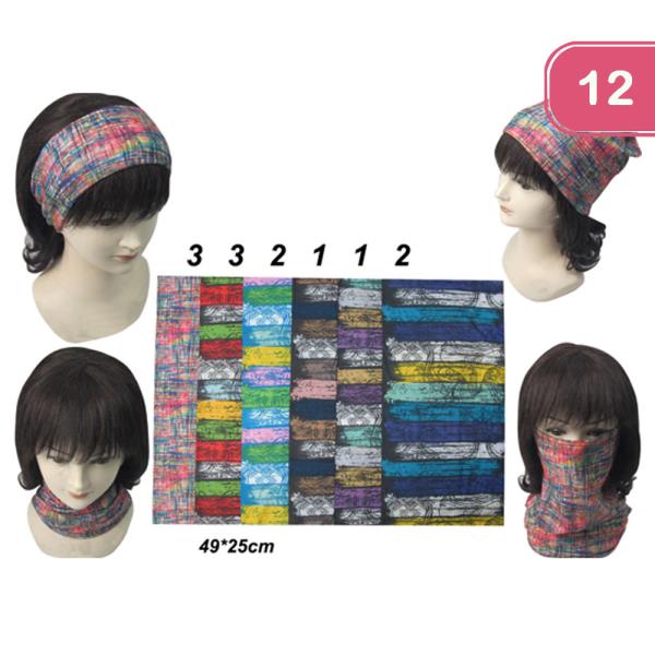 Multi Print Loop Scarf Bandana Hair (12 Units)