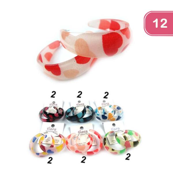Heart Plastic Hoop Earrings (12 Units)
