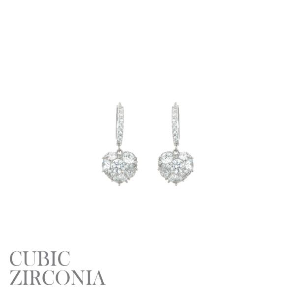 CZ Puffy Heart Dangle Earring