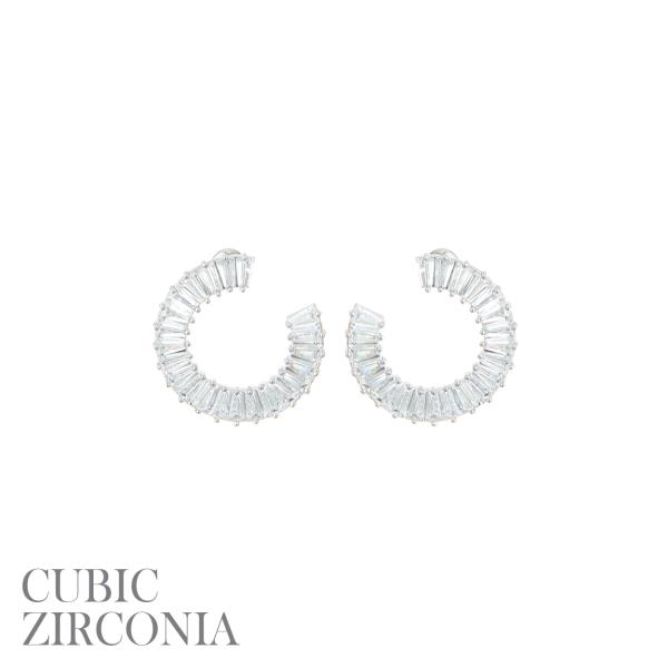 CZ Baguette Open Round Post Earring
