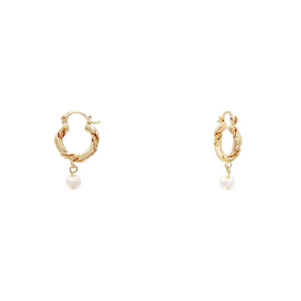 Twisted Hoop With Pearl Accent Earring