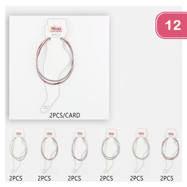 Layered Rhinestone Anklet (12 Units)