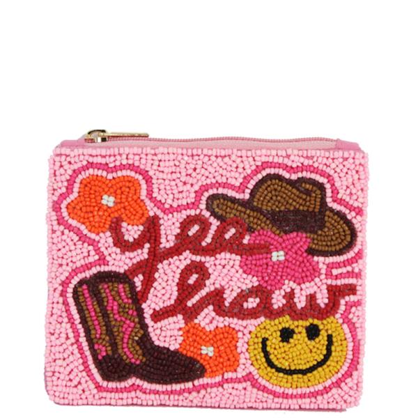 Seed Bead Yeehaw Western Coin Purse Bag
