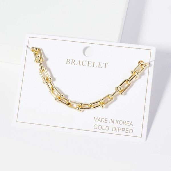 Gold Dipped Metal U Chain Bracelet