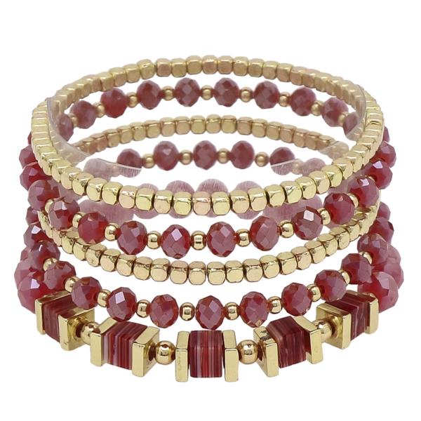 5 Row Mixed Material Bracelet