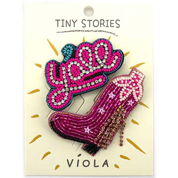 Seed Bead Western Girl Yall Brooch Pin Set