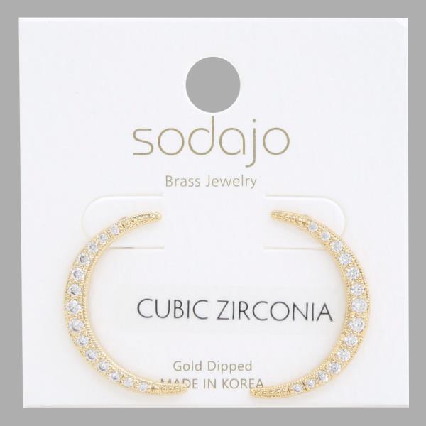 SODAJO CZ Crescent Moon Gold Dipped Earring