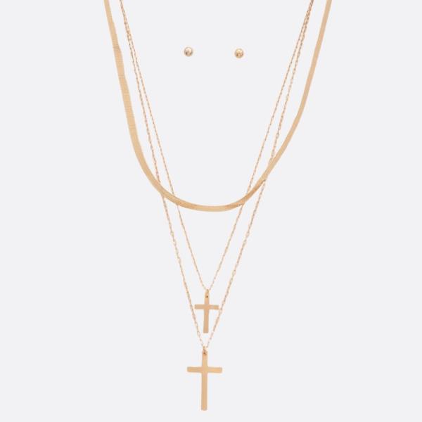 Cross Layered Water Resistant Necklace