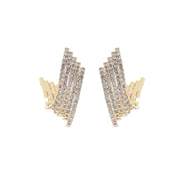 Rhinestone 5 Layer Post Hoop Earring