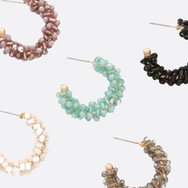 Beaded Open Hoop Earring