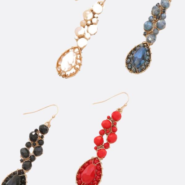 Teardrop Wire Edge Beaded Dangle Earring