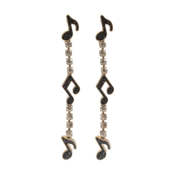 Musical Notes Rhinestone Linear Drop Earring