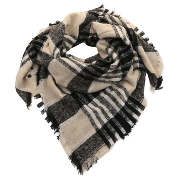 Plaid Frayed Edge Blanket Scarf