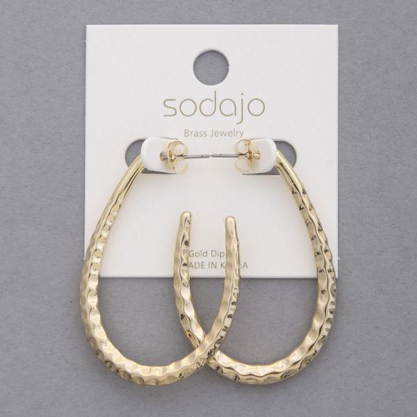 SODAJO Hammered Metal Teardrop Gold Dipped Earring