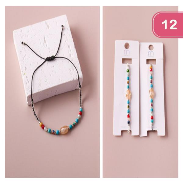 Crystal Beaded String Bracelet (12 Units)