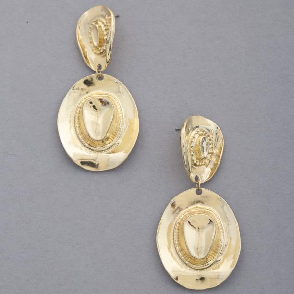 SDJ Double Cowboy Hat Metal Dangle Earring