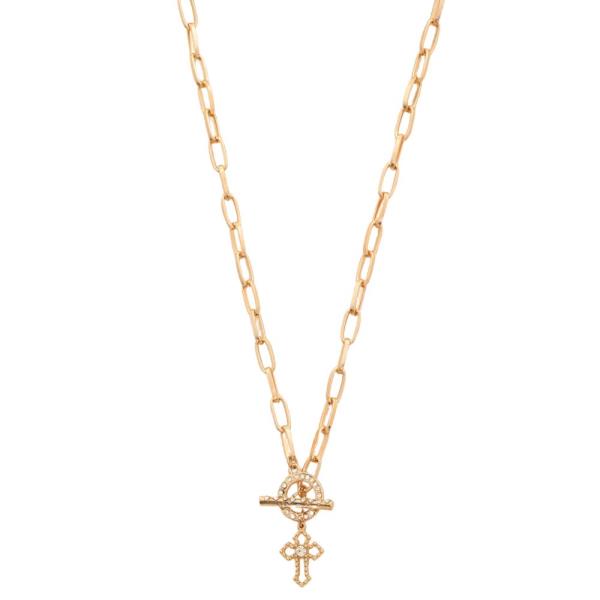 SDJ Cross Toggle Clasp Oval Link Necklace