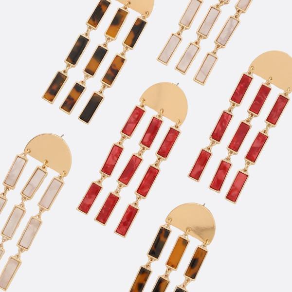 Rectangle Half Circle Dangle Earring