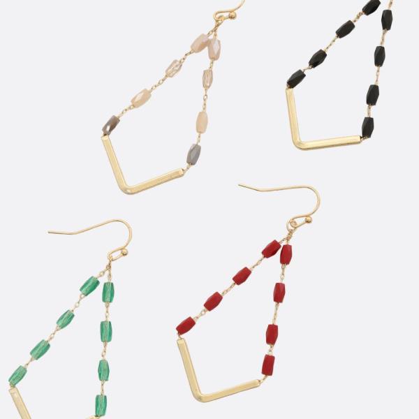 V Shape Beaded Dangle Earring