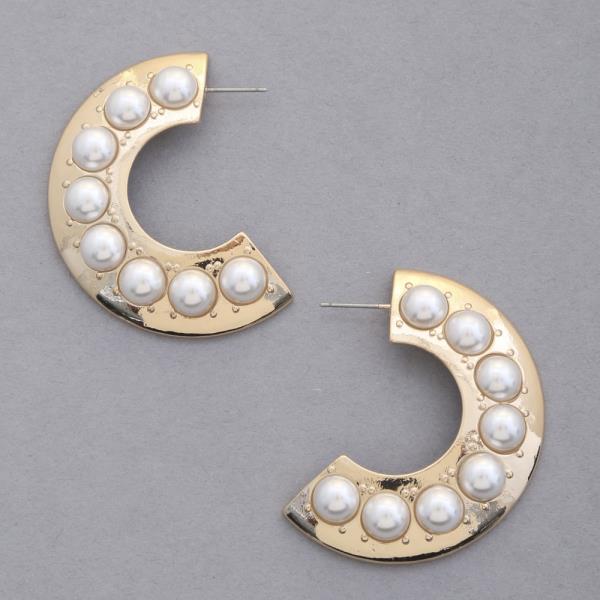 Pearl Bead Open Circle Earring