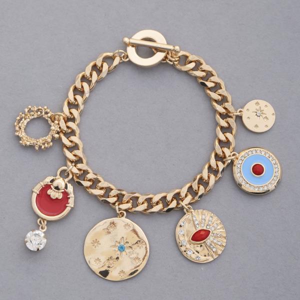 Coin Curb Link Toggle Clasp Bracelet