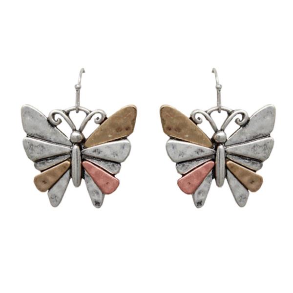Western Metal Butterfly Dangle Earring