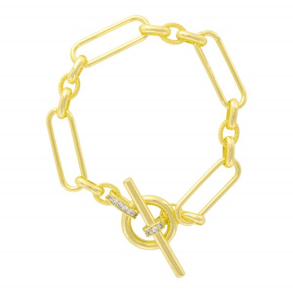 Brass Gold Plated Toggle Clasp Chain Bracelet