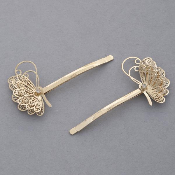BUTTERFLY RHINESTONE HAIR PIN SET
