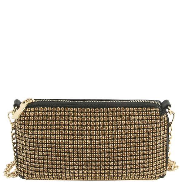Square Rhinestone Zipper Shoulder Crossbody Bag