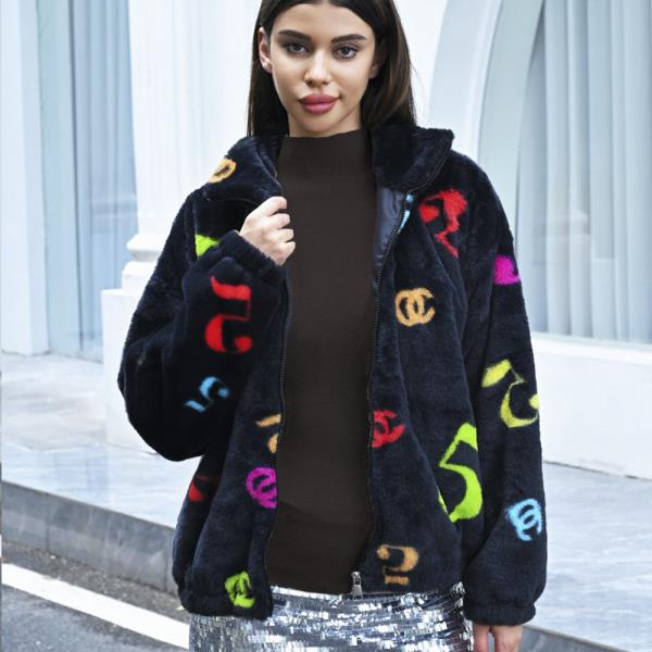 Multi Pattern Faux Fur Jacket