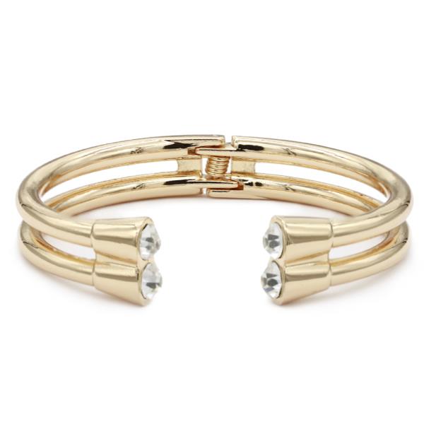 Stone Side Hinged Cuff Bracelets
