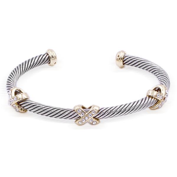 2 Tone Plated Cable Cuff Bracelets