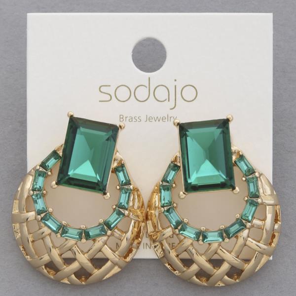 SODAJO Rhinestone Round Metal Gold Dipped Earring