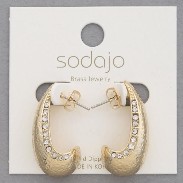 SODAJO Long Oval Rhinestone Gold Dipped Earring