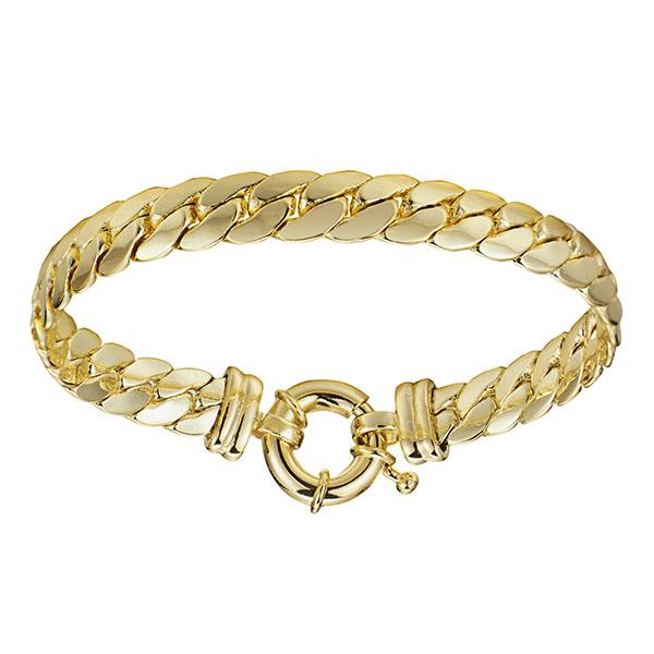 Gold Plated Curb Link with Spring Lock Bracelet