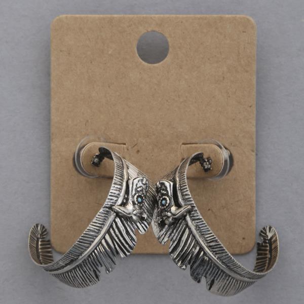 Western Cowboy Boot Feather Open Hoop Earring