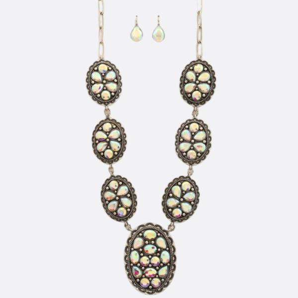 Western Style Concho Link Rhinestone Necklace