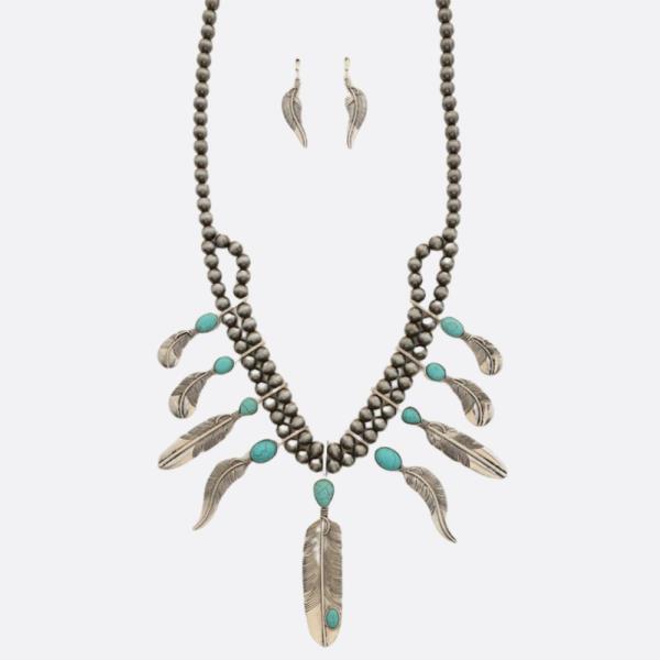 Western Style Leaf Beaded Necklace