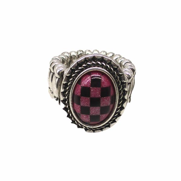 Western Checker Round Wide Ring