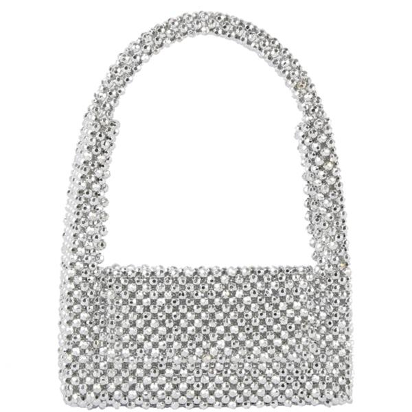 All Over Beaded Flap Over Shoulder Bag